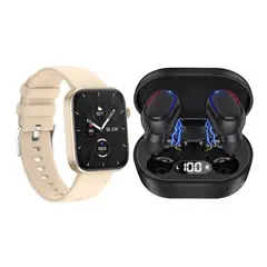 GENERICO - Combo Reloj Inteligente Smartwatch Colmi P71 Dorado+Auriculares Bluetooth TWS
