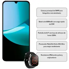 GENERICO - CELULAR XIAOMI REDMI 15C 4GB RAM 128GB NEGRO + OBSEQUIO RELOJ NEGRO T800