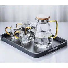 GENERICO - Set Jarra Vasos Vidrio Servir Bebidas Frías Calientes Hogar