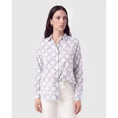 PATPRIMO - Camisa Clásica Manga Larga  Para Mujer Azul