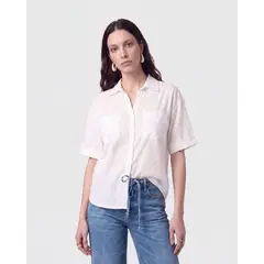 PATPRIMO - Camisa Manga Corta Con Bolsillo  Para Mujer Blanco