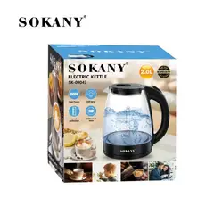SOKANY - Hervidor Eléctrico De Vidrio 2.0l Negro