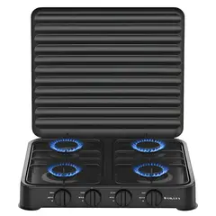 SOKANY - Estufa A Gas 4 Puestos Portatil Con Tapa 8,8kw Negro