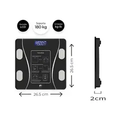 GENERICO - Balanza Inteligente Digital Bluetooth 180Kg Negra