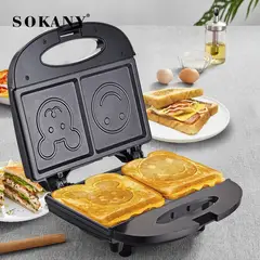 SOKANY - Sanduchera Eléctrica Infantil 2 Puestos con Figuras Divertid