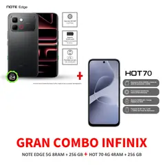 INFINIX - Gran Combo 2 Celulares Note Edge 5G 8RAM 256GB + Hot 70 4G 4RAM 256GB