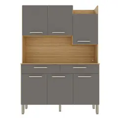 AKIVOY - Alacena Moderna Plus 6P Castaño - Gris texturizada