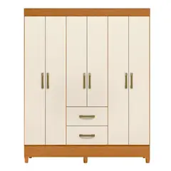 AKIVOY - Closet Armario Mobi 6 Puertas Color Cafe - Beige