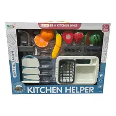 GENERICO - Lavaplatos Juguete Con Utensilios De Cocina Alimentos Velcro