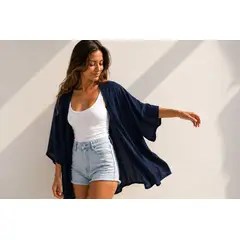 ALMA UNIVERSAL - Cardigan azul oscuro en seda