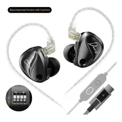 KZ - Auriculares Duonic Tuning Version Bass Iem Music Gamer USB C