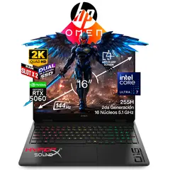 HP - Portátil Gamer OMEN 16 Intel Ultra 7 255H RAM 8GB SSD 1.5 TB RTX 5060 8 GB 144Hz