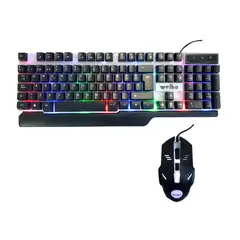TECNOHOGAR JS - Combo Gamer Teclado y Mouse Weibo WB550 Retroiluminados CABLE PUERTO USB