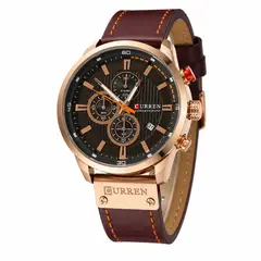 CURREN - RELOJ ORIGINAL CUERO CRONOGRAFO M8291 VINOTINTO CAFE