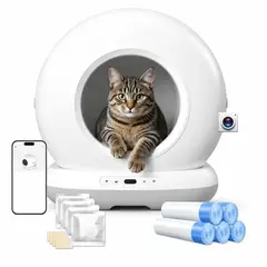 BOUN - Arenero Automatico Gatos Autolimpiante 72 Litros Camara App Esterilizacion Uv