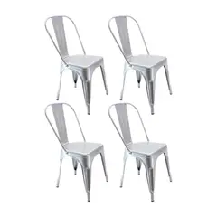 DISTRIONLINE - Set X4 Sillas Metálicas Tolix Color Gris Plata