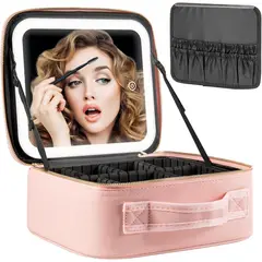 GENERICO - Estuche De Maquillaje Con Espejo Luz Led Cosmetiquera