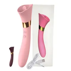 GAMA - Vibrador 2en1 Estimulador Clítoris Lengua Sexo Oral USB Alta