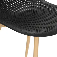 GENERICO - Idea Desk - Silla Lot Negro Moderna con Patas Metálicas Tipo Madera