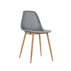 GENERICO - Idea Desk - Silla Lot Blanco Moderna con Patas Metálicas Tipo Madera
