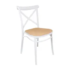 GENERICO - Idea Desk - Silla Rita Barra Blanco Ratán Sintético para Interior y Exterior