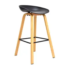 GENERICO - Idea Desk - SILLA BARRA ATENEA Negra Diseño Moderno con Patas Tipo Madera