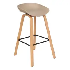 GENERICO - Idea Desk - SILLA BARRA ATENEA Beige Diseño Moderno con Patas Tipo Madera