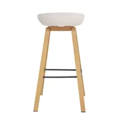 GENERICO - Idea Desk - SILLA BARRA ATENEA Blanco Diseño Moderno con Patas Tipo Madera
