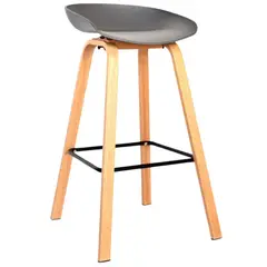 GENERICO - Idea Desk - SILLA BARRA ATENEA Gris Diseño Moderno con Patas Tipo Madera