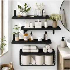 ONE PIXEL - Repisas Estante Flotante Organizador Para Baño 4 Piezas Negro