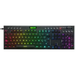 REDRAGON - TECLADO GAMER HORUS FS K619 USB TIPO C CON LUCES RGB SWITCH ROJO EN ESPAÑOL NEGRO