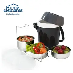 HOME ELEMENTS - Termo Para Comida 2,0L Con 3 Recipientes De Acero INOX MOD HE0924 H.E 728997610