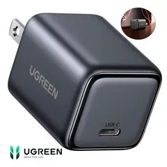 UGREEN - Mini Cargador Potente, Adaptador de 30W GAN PD, Carga Rápida, Puerto USB-C, Negro