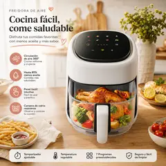 HOME - Freidora de Aire Multifuncional Canasta Vidrio Air Fryer Digital 8 Litros
