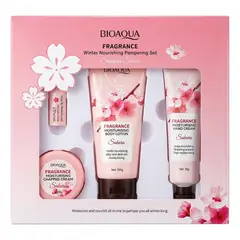BIOAQUA - Kit Viajero Sakura Flor De Cerezo Cuidado Corporal Y Labios X4