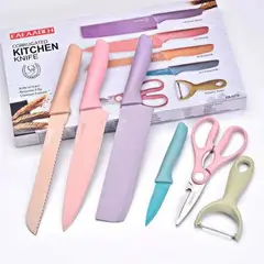 ONE PIXEL - Set Cuchillos 6 Piezas Acero Inoxidable Colores Pastel