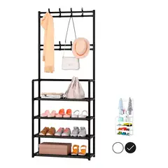 CHINA - Organizador Multifuncional Rack Zapatero Perchero 4 Niveles Color Negro