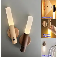 GENERICO - Lámpara pared recargable sensor movimiento magnética madera multiusos