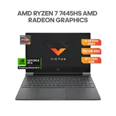 HP - PORTÁTIL GAMER VICTUS 15 AMD RYZEN 7 7445HS - RTX 3050 - 16GB RAM - 512GB SSD - 15.6" FHD
