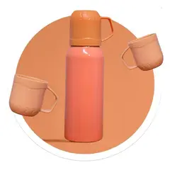 INNOVA - Termo De Acero Vacun Inoxidable 500ml 3 Tazas Naranja