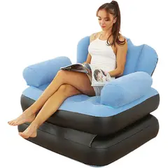 GENERICO - Sofa Cama Inflable Convertible Sillon Puff 2 En 1 Azul