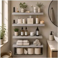 ONE PIXEL - Repisas Estante Flotante Organizador Para Baño 4 Piezas Gris