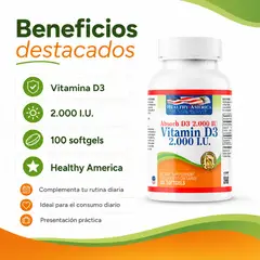 HEALTHY AMERICA - Vitamina D3 2000 IU 100 Softgels