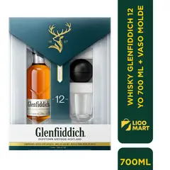 GLENFIDDICH - WHISKY 12 YO 700 ML + VASO MOLDE