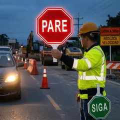 GENERICO - Paleta Pare Y Siga Reflectiva 30x30cm Señalización