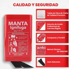 GENERICO - Manta Ignifuga Antifuego Medida 1.20 X 1.20 Mtrs. Manta de Emergencia Anti Fuego