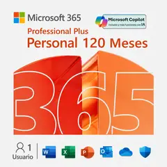 MICROSOFT - Office 365 Personal Professional Plus 10 Años - 5 Dispositivos 100GB OneDrive