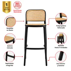 MUEBLESYA - SILLA BARRA NOBSA NEGRA ALTA