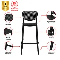 MUEBLESYA - SILLA BARRA MARINILLA BLANCA ALTA