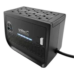 UNITEC - Regulador de Voltaje Automático I-682 1600VA/800W con 8 Tomas + USB y USB-C